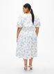 Kukkakuvioinen satiinimekko, jossa on puhvihihat, Off White Blue Fl., Model image number 1