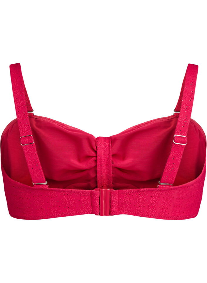 Bandeau-bikiniyl&auml;osa teksturoidulla kuviolla ja irrotettavilla olkaimilla, Vaaleanpunainen, Packshot image number 1