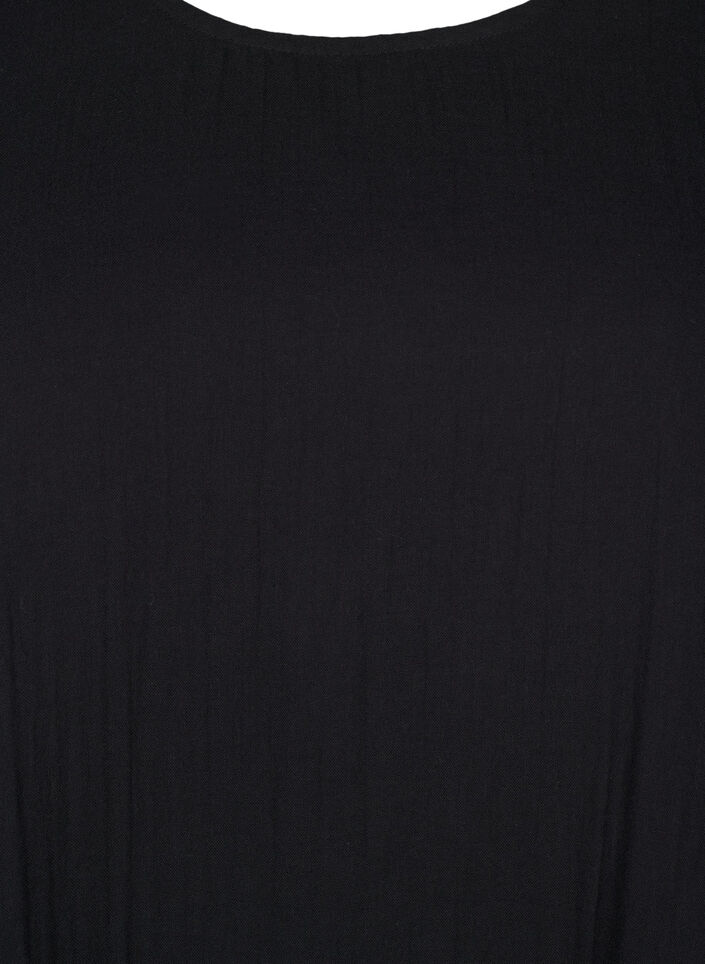 Lyhythihainen ja A-linjainen puuvillamekko, Black, Packshot image number 2