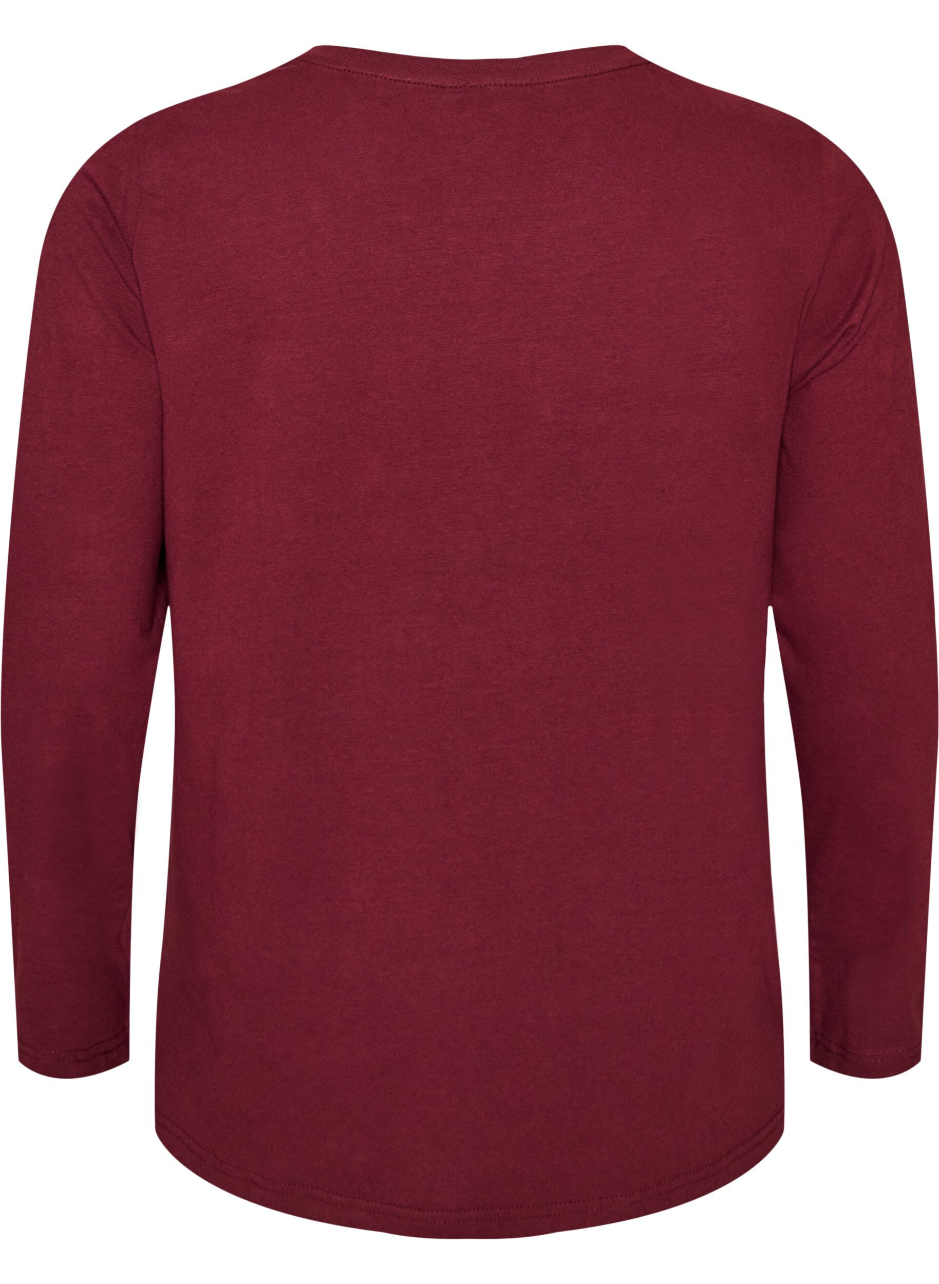 ZizziPerus jersey-paita, jossa pitk&auml;t hihat, Punainen, Packshot image number 1