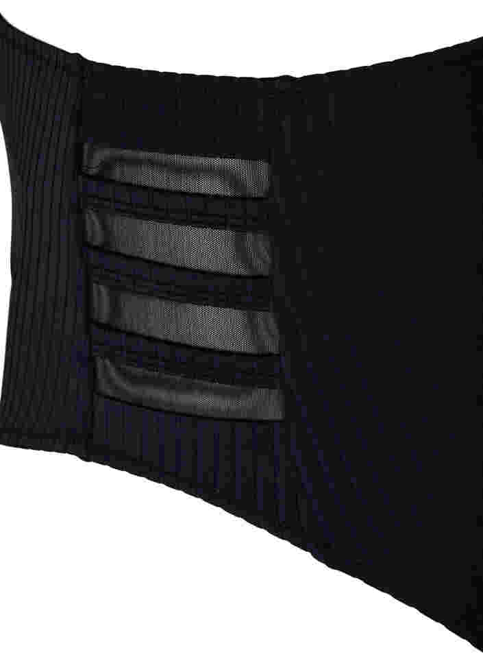 Korkeavyötäröinen bikinialaosa ribbitekstuurilla, Black, Packshot image number 3