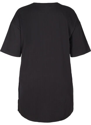 Puuvillainen t-paitamekko printillä, Black w. Black, Packshot image number 1
