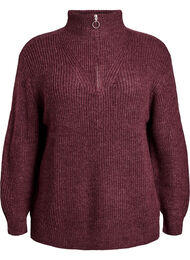 FLASH - Neulepusero, jossa korkea kaulus ja vetoketju, Punainen