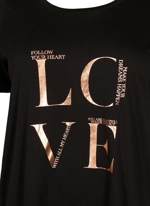 Lyhythihainen puuvillainen t-paita printillä, Black W. Love , Packshot image number 2
