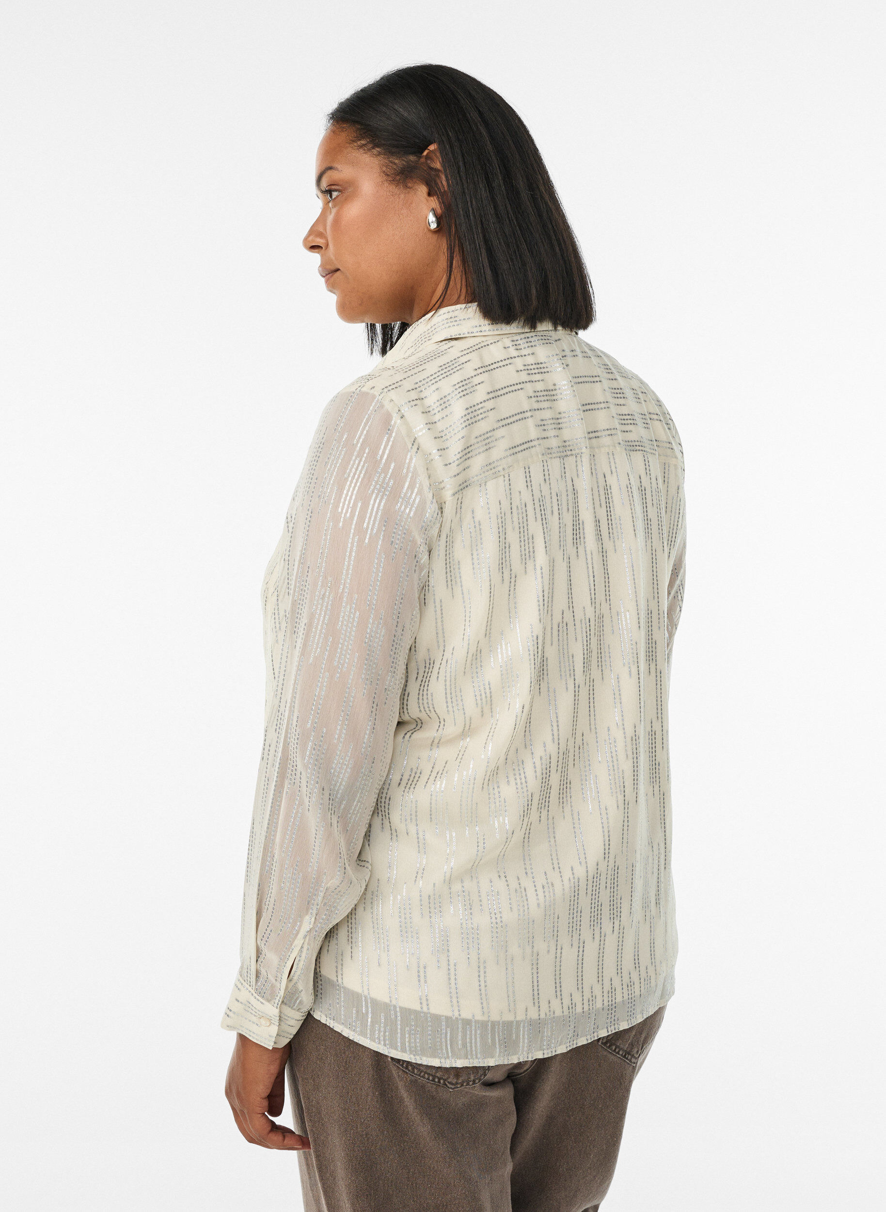 Zizzi Paita kimaltelevalla kuviolla, Vanilja, Model image number 2