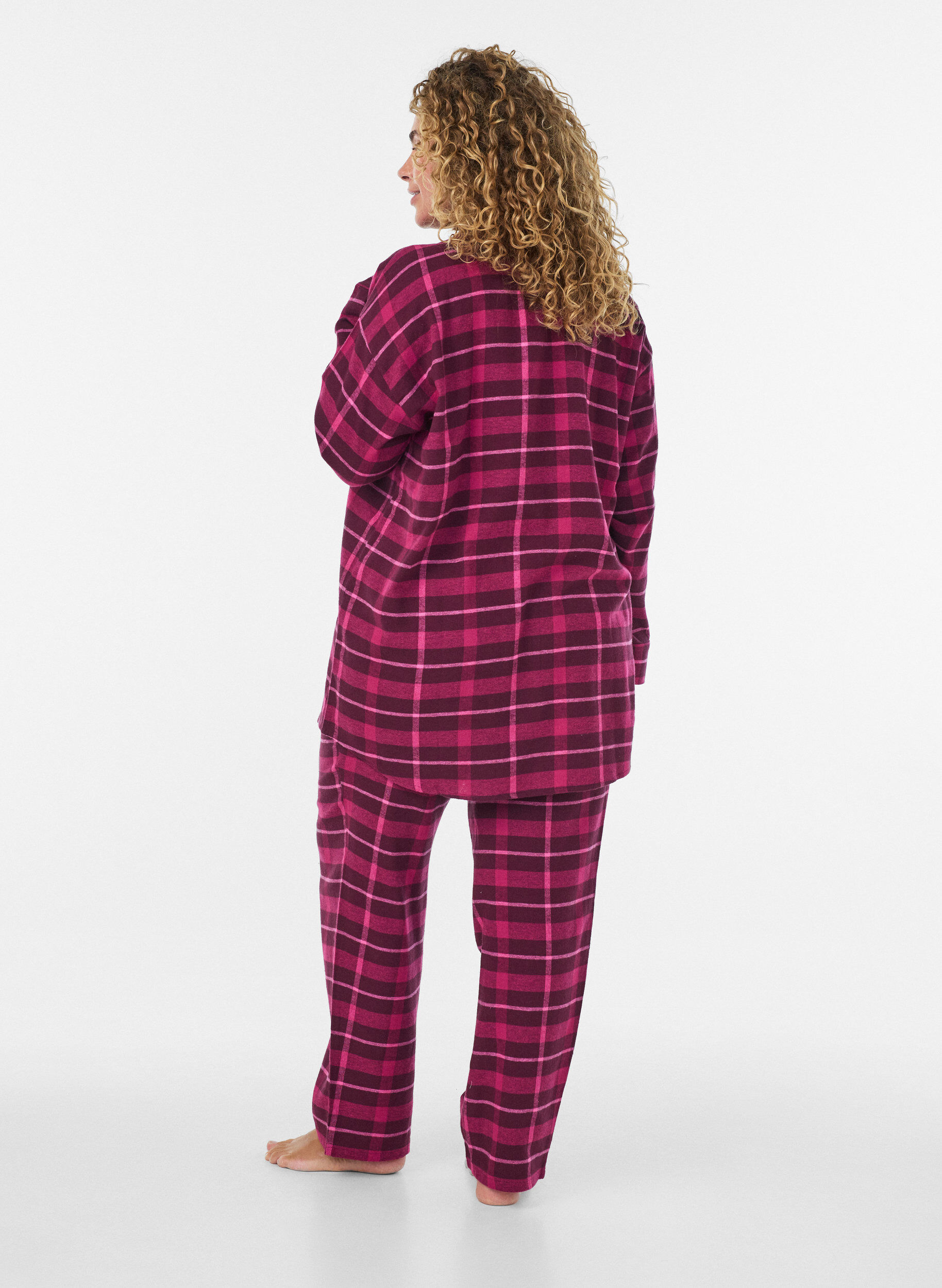 ZizziRuudulliset puuvillaiset pyjamahousut, Punainen, Model image number 1