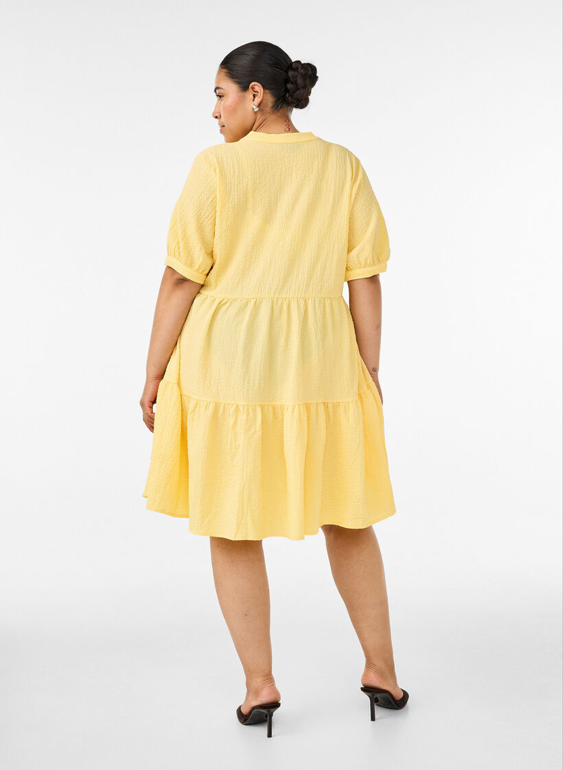 Lyhyt A-linjainen mekko, Keltainen, Model image number 2