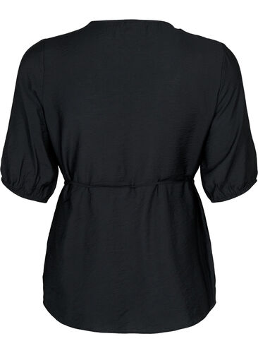 Viskoosinen kietaisupusero, jossa on 1/2 pituiset hihat., Black, Packshot image number 1