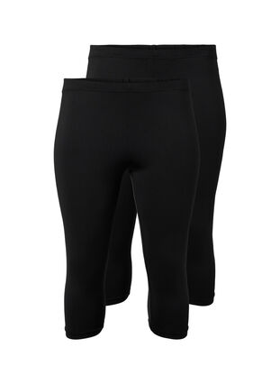 2-pack ¾-pituiset leggingsit, Black / Black, Packshot image number 0