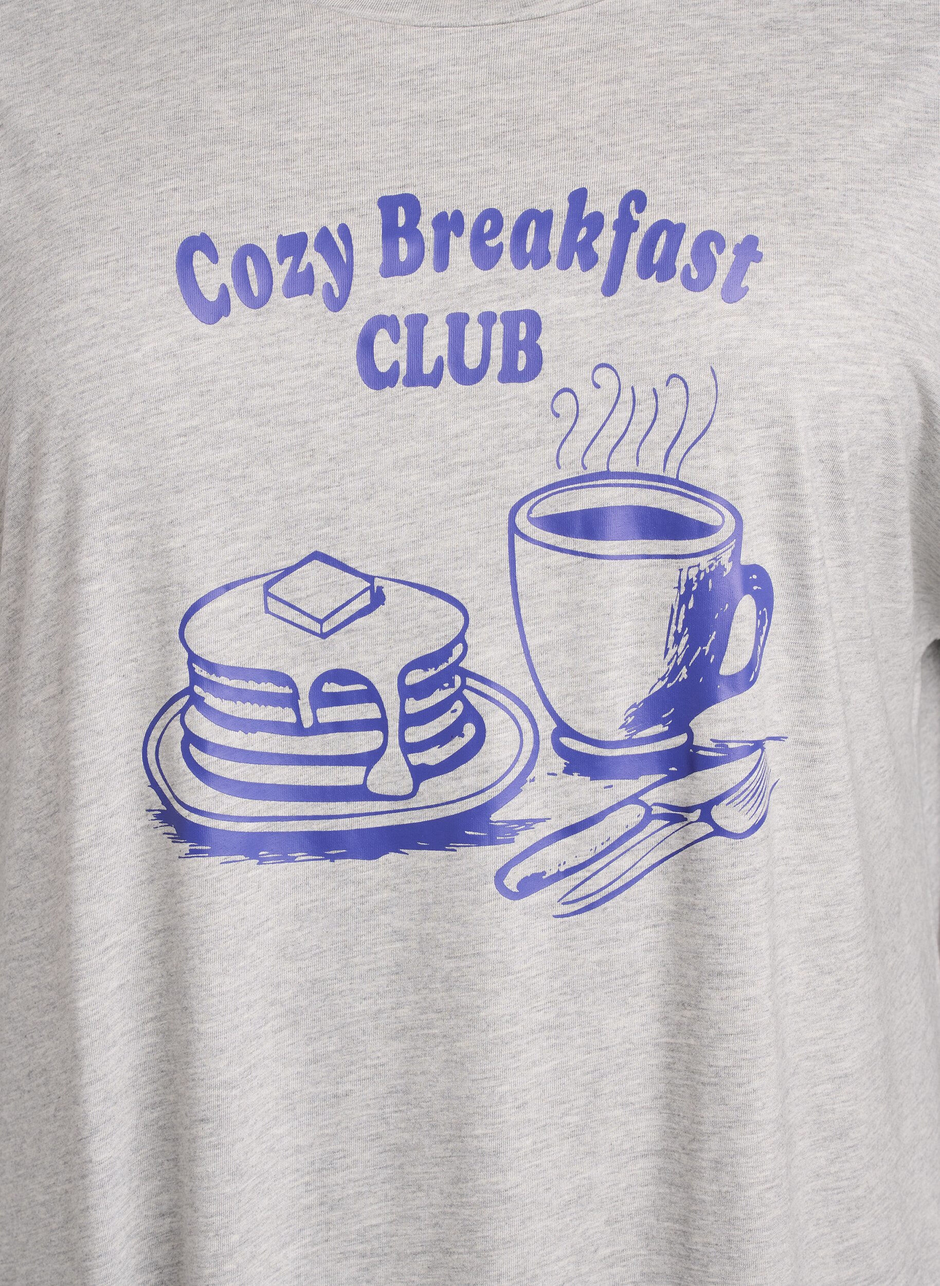 Zizzi Lyhythihainen y&ouml;paita tekstiprintill&auml;, Harmaa, Packshot image number 2