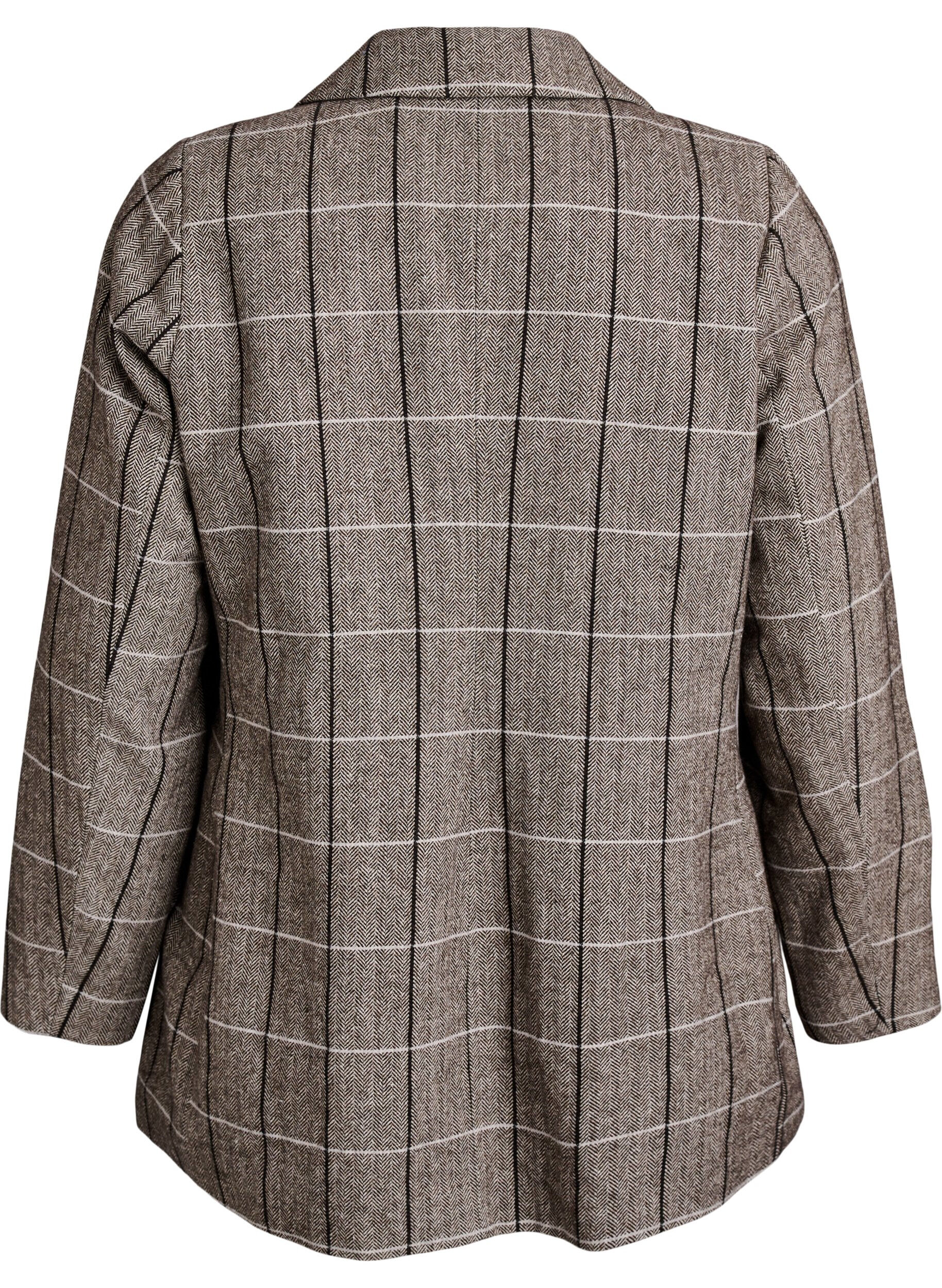 ZizziKlassinen ruudullinen bleiseri, Harmaa, Packshot image number 1