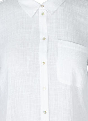 Pitkähihainen puuvillainen paita tekstuurilla, White, Packshot image number 2