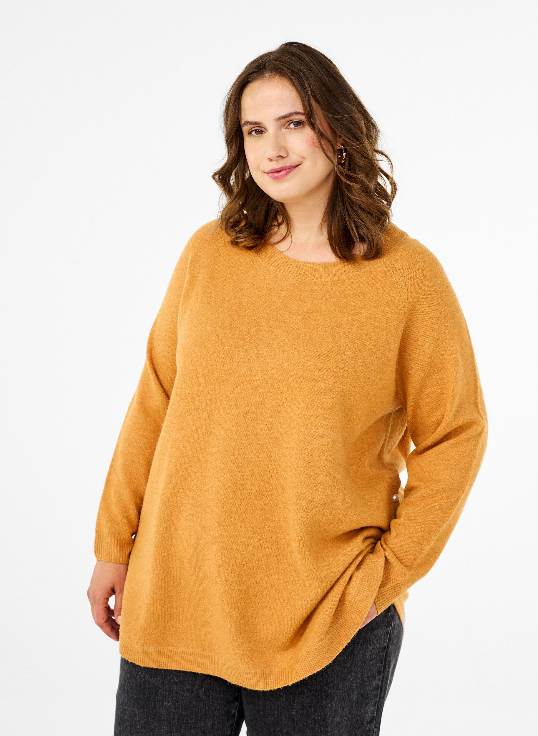 Zizzi Neulepusero helmiyksityiskohdilla, Yam White Mel., Model image number 0