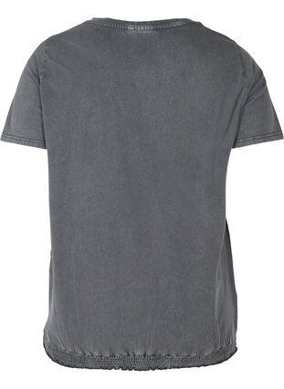 Puuvillainen t-paita niiteillä ja smokkirypytyksellä , Grey Wash, Packshot image number 1