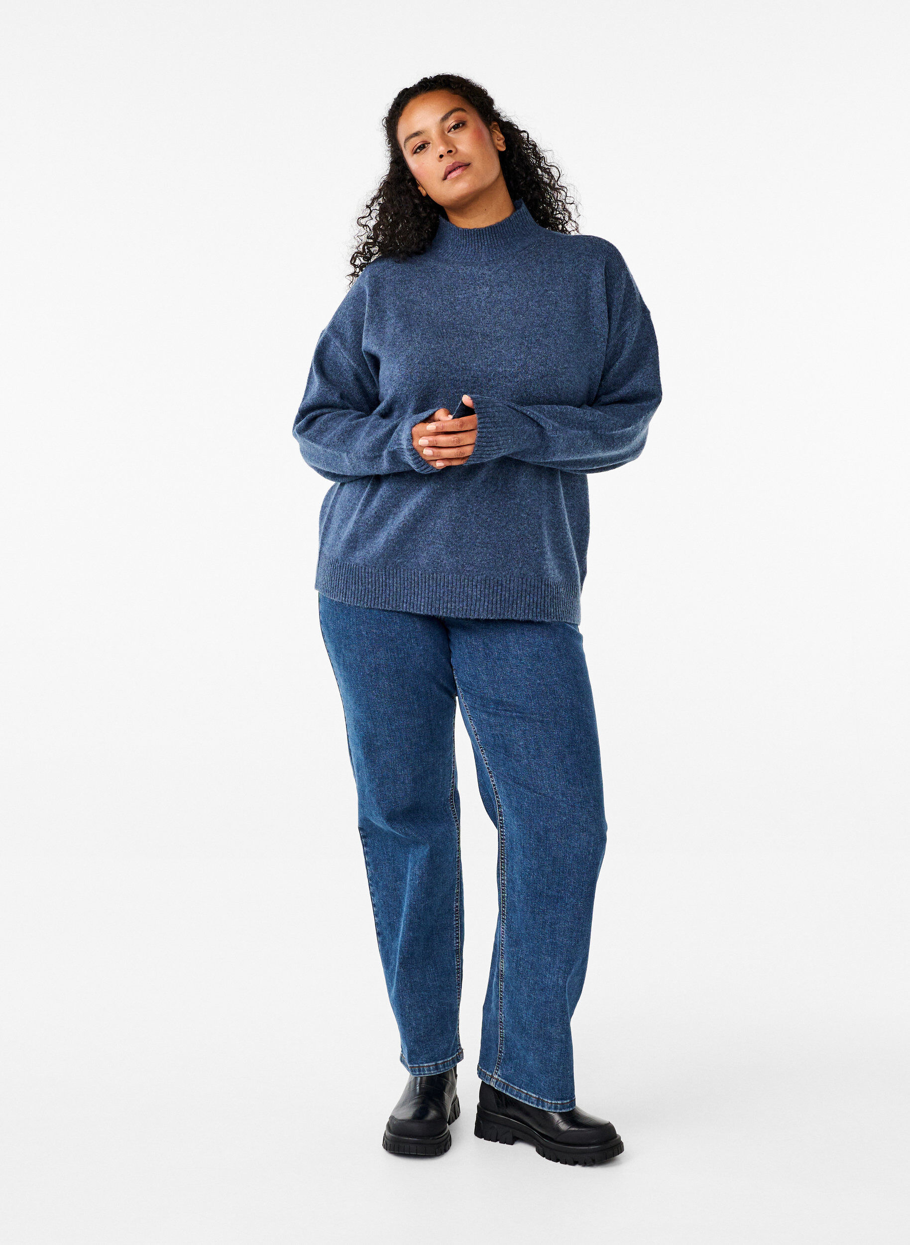 Zizzi Neulottu villapusero korkealla kaula-aukolla, Bering Sea Mel., Model image number 2