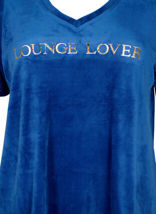 T-paita veluuria, v-pääntie, Monaco Blue, Packshot image number 2