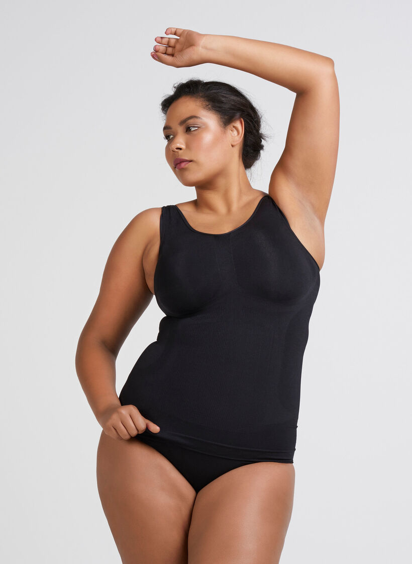 Shapewear-toppi leveill&auml; olkaimilla, Musta, Model image number 2