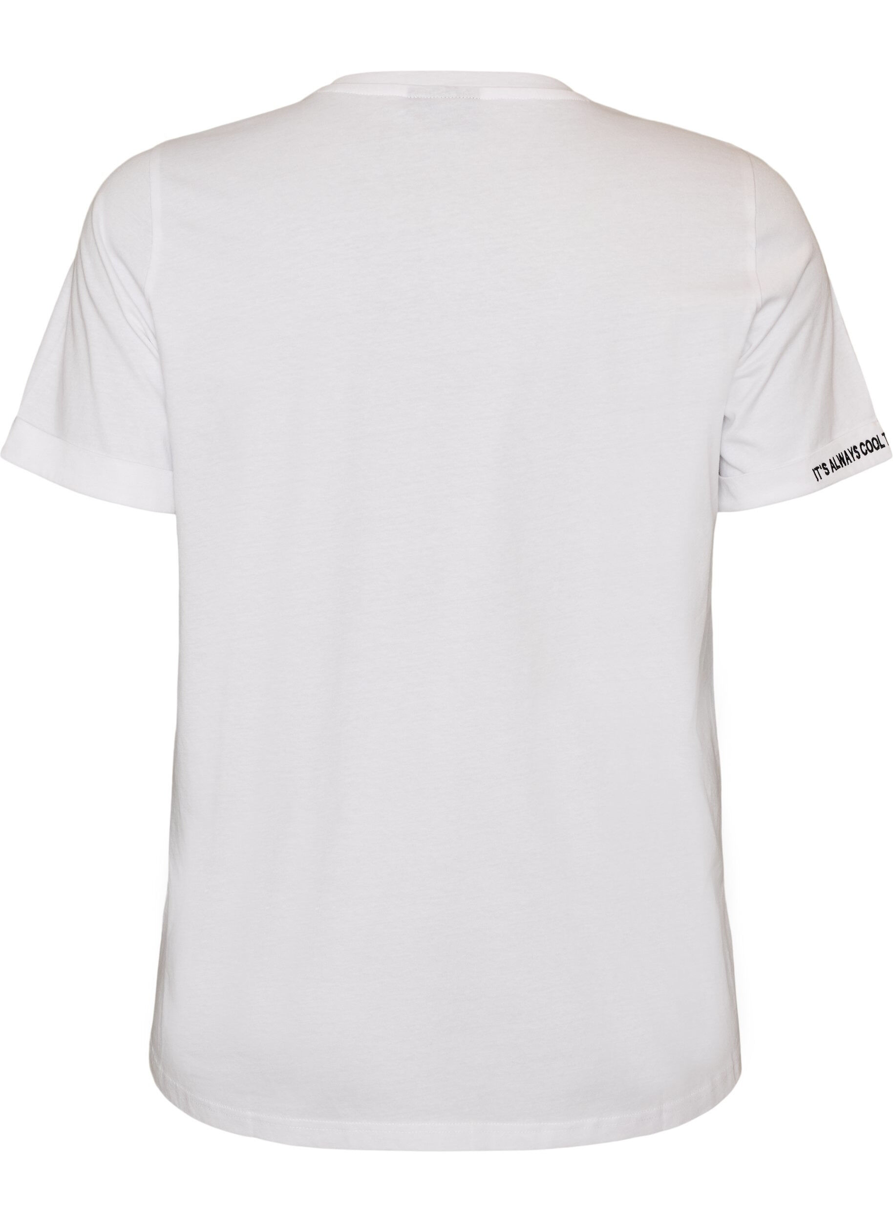 ZizziPuuvillainen T-paita tekstibrodeerauksella, Valkoinen, Packshot image number 1