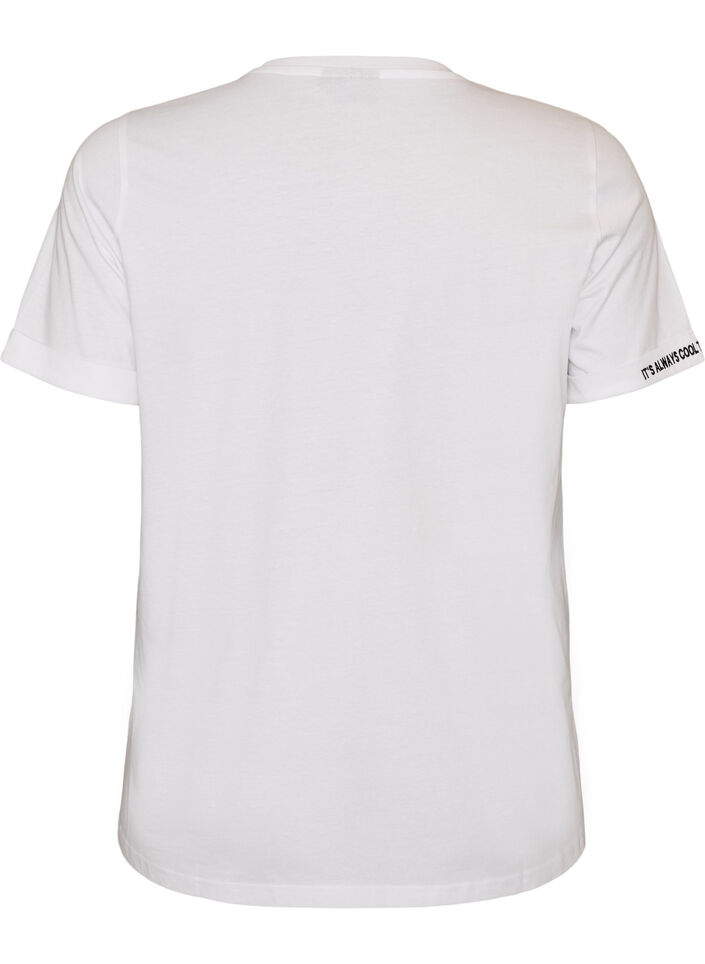 Puuvillainen T-paita tekstibrodeerauksella, Valkoinen, Packshot image number 1