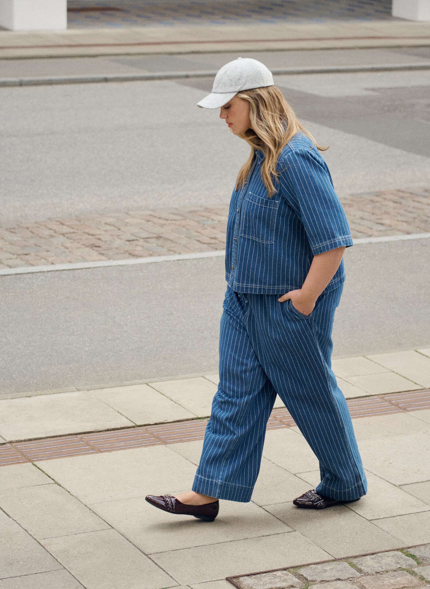 Zizzi Leve&auml;lahkeiset farkut raidoilla, Sininen, Image image number 0