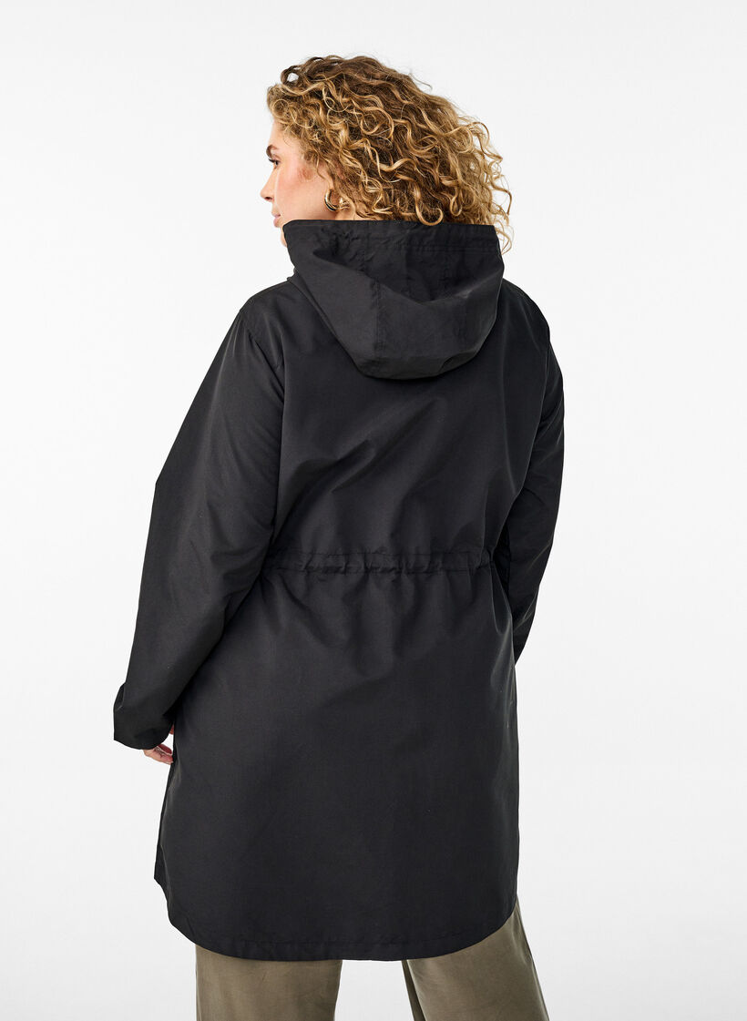 FLASH - Vettä hylkivä parka hupulla, Musta, Model image number 2