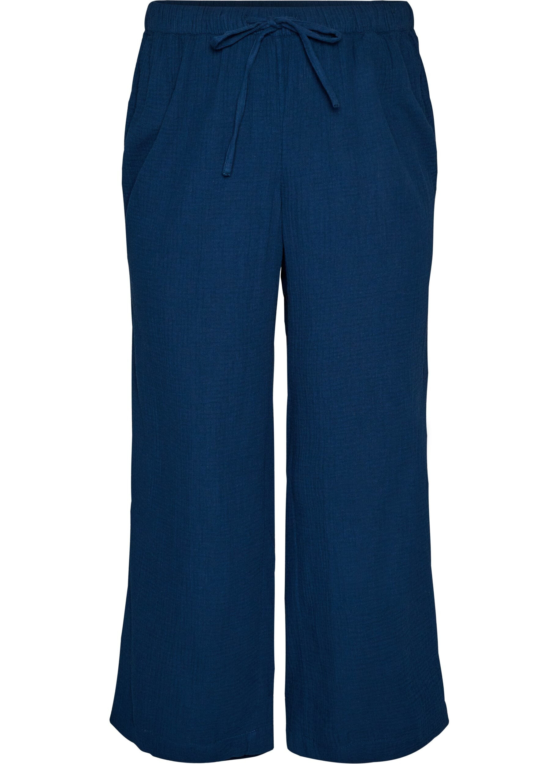 ZizziRento istuvuus puuvillaista musliinia olevat pyjamahousut, Sininen, Packshot image number 0