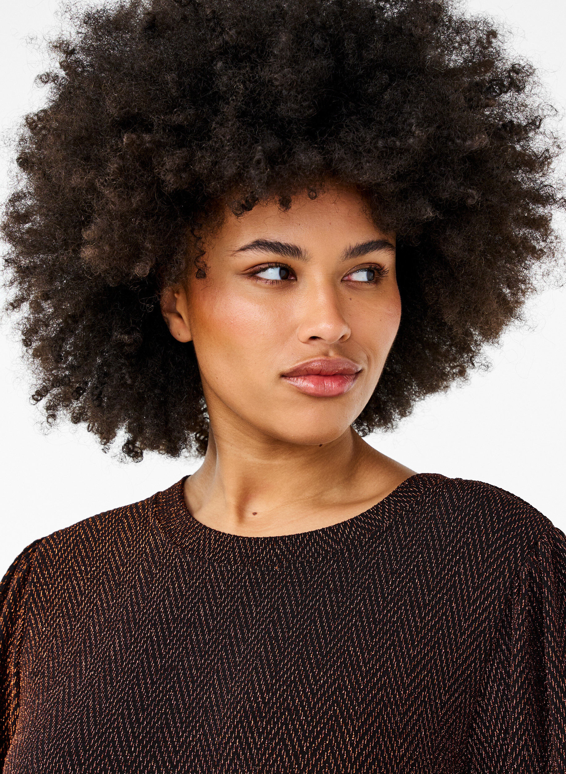 Zizzi Mekko siksak-kuviolla ja kimalteella, Copper ZigZagShimmer, Model image number 2