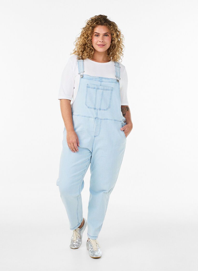 Raidallinen farkkulappuhaalari?, Sininen, Model image number 0