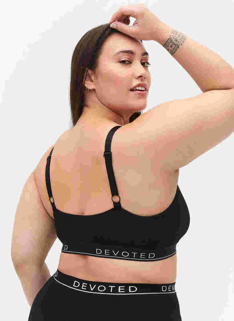 Puuvillaiset rintaliivit säädettävillä olkaimilla, Black, Model image number 1