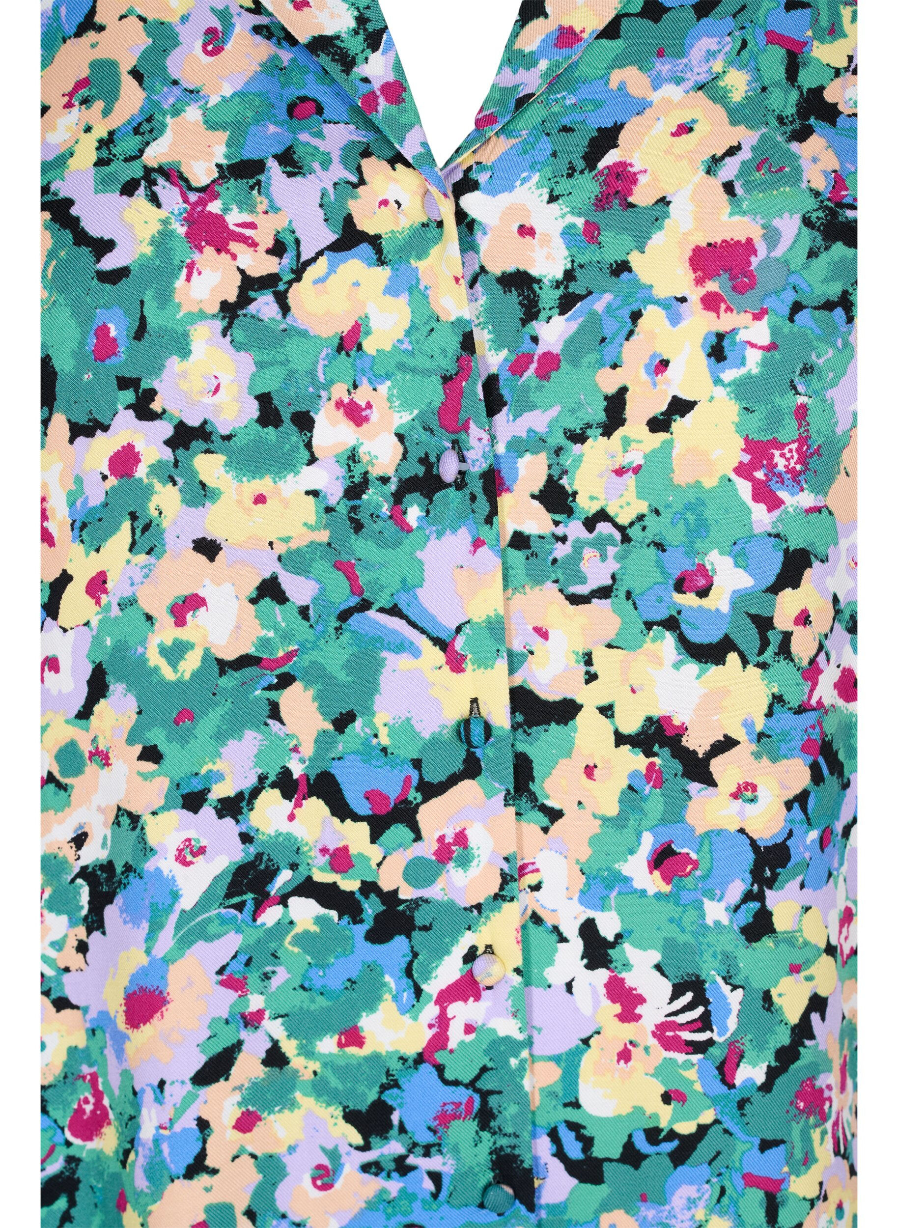 Zizzi Viskoosipaita kuosilla ja v-p&auml;&auml;ntiell&auml;, Multi AOP, Packshot image number 2