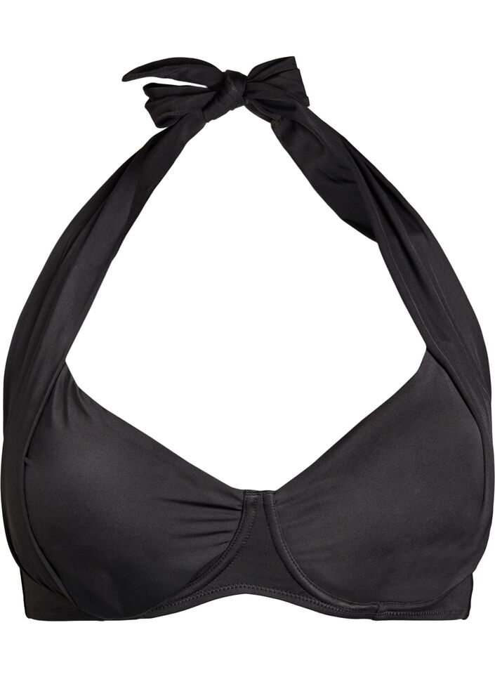 Kaarituelliset bikiniyl&auml;osa halterneckilla, Musta, Packshot image number 3
