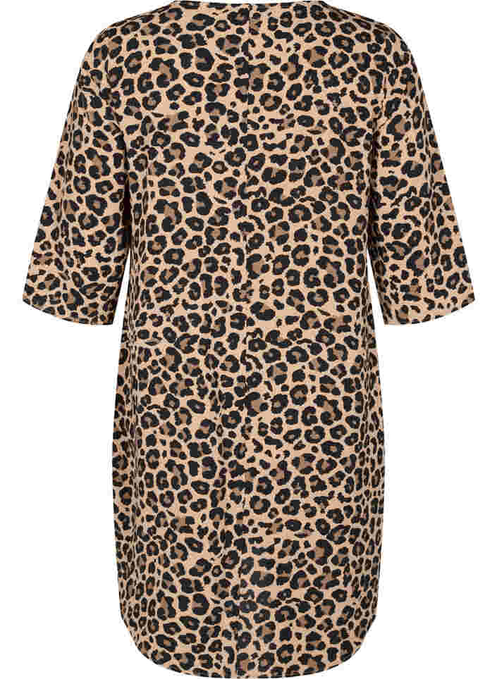 Kuosillinen mekko 3/4-hihoilla, Leopard, Packshot image number 1