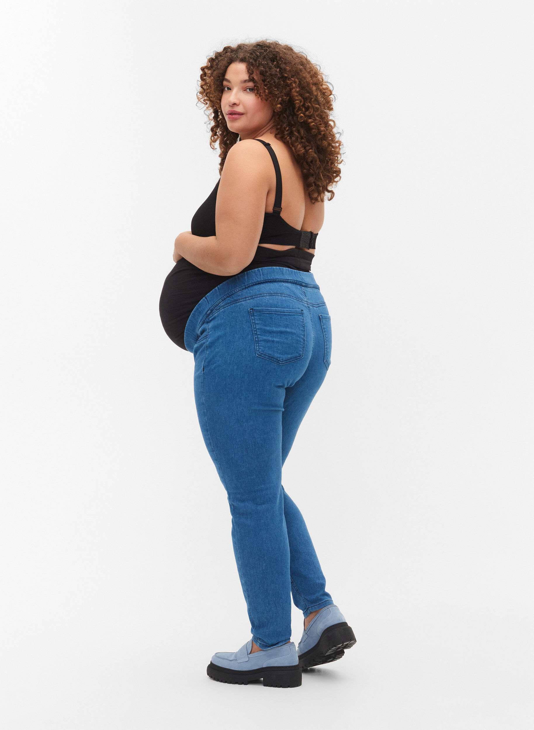Zizzi &Auml;itiysjeggingsit takataskuilla, Blue denim, Model image number 1