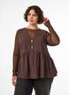 Hihaton peplum-pusero koristenapeilla, Ruskea, Model image number 0