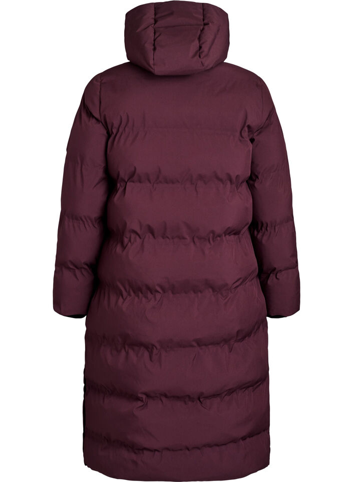 Pitk&auml; toppatakki hupulla, Tumma Bordeaux, Packshot image number 1