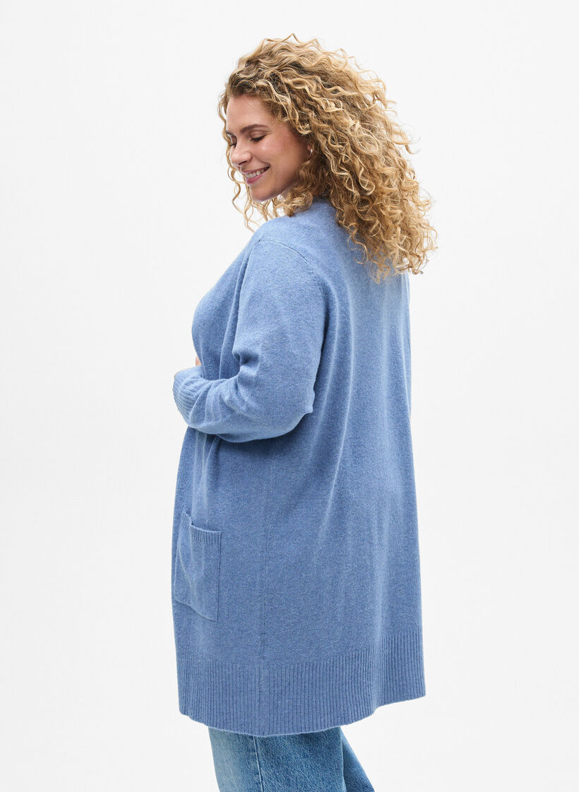 Joustinneuletakki taskuilla, Sininen, Model image number 2
