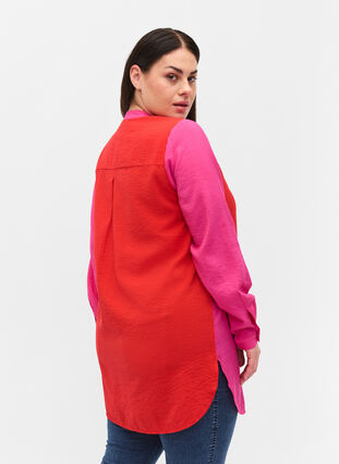 Pitkä paita kauniissa väreissä, Pink Red Block, Model image number 1