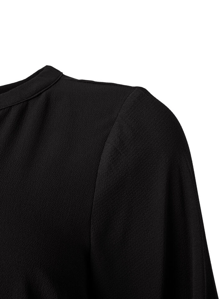 Pitkähihainen V-kaula-aukkoinen mekko, Black, Packshot image number 3