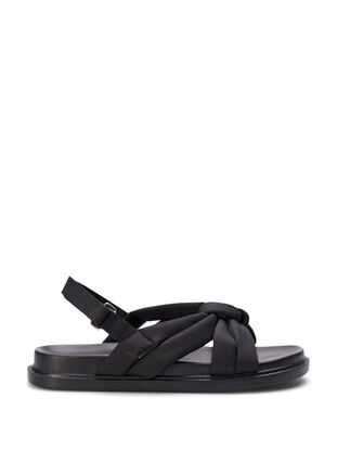 Leveälestinen solmulla koristeltu sandaali, Black, Packshot image number 0