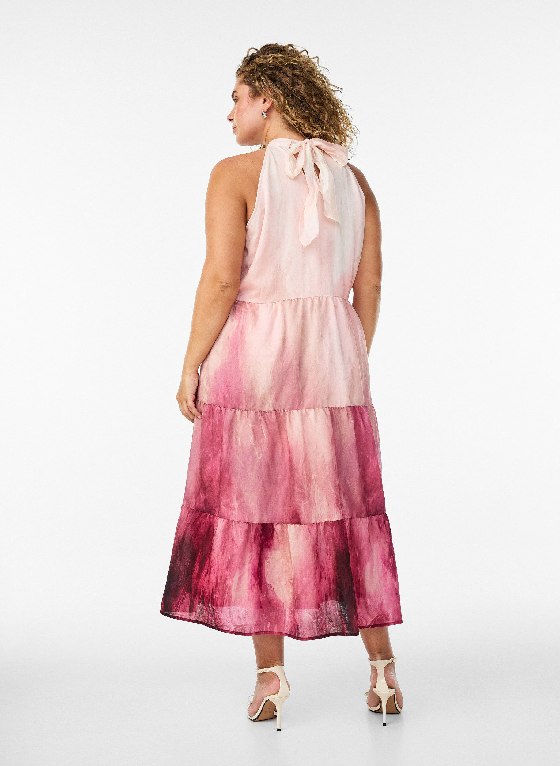 ZizziMidi-halterneck-mekko, Vaaleanpunainen, Model image number 1