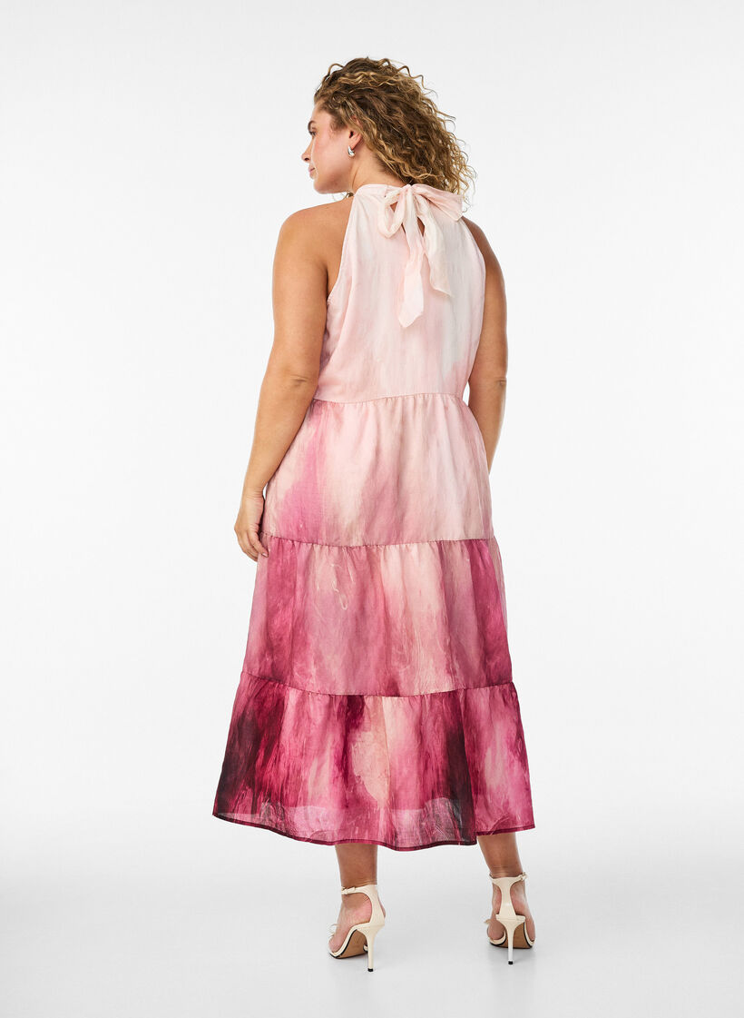 Midi-halterneck-mekko, Vaaleanpunainen, Model image number 1