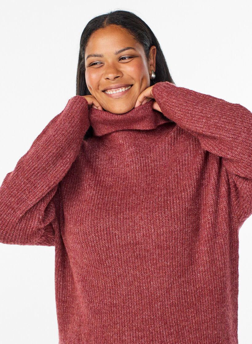 FLASH - Neulemekko poolokauluksella, Punainen, Model image number 2