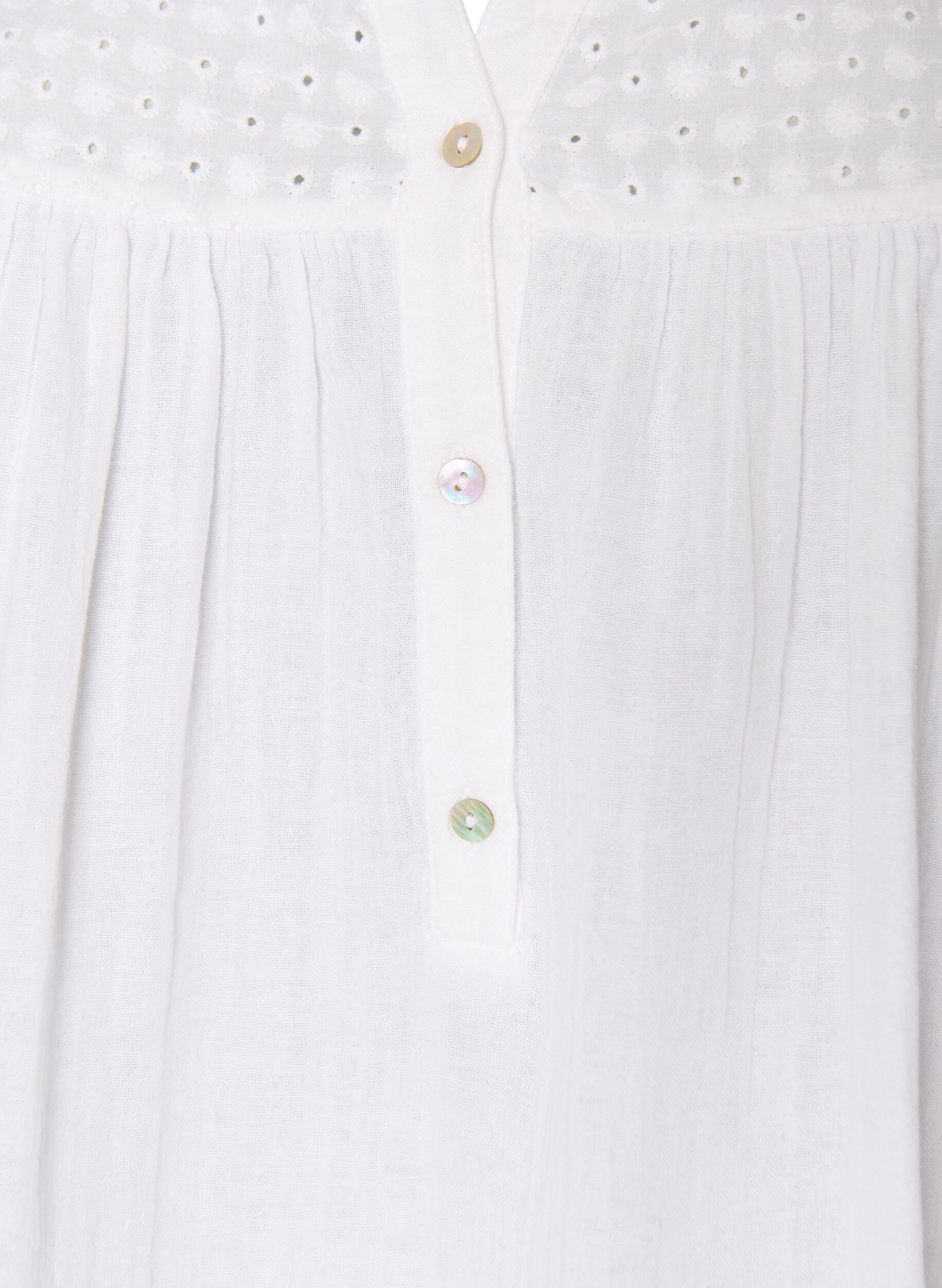 ZizziPaita puuvillamusliinissa, jossa broderie anglaise -kirjailu, Valkoinen, Packshot image number 2