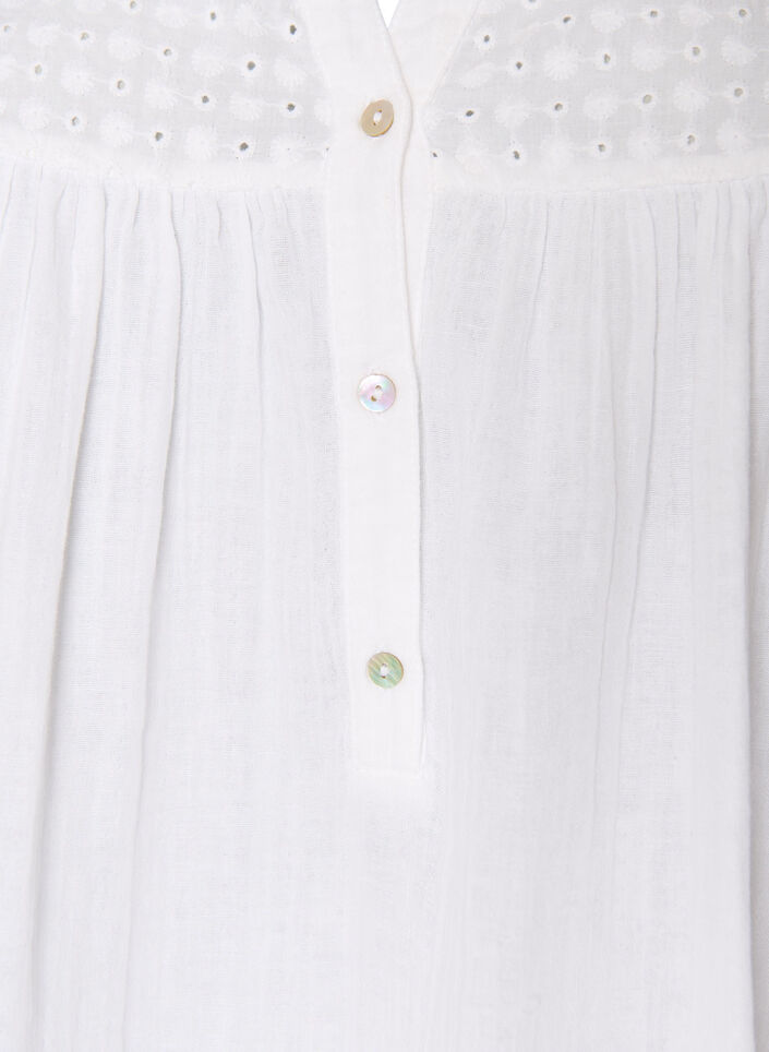 Paita puuvillamusliinissa, jossa broderie anglaise -kirjailu, Valkoinen, Packshot image number 2