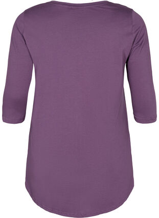 Puuvillainen t-paita 3/4-hihoilla, Vintage Violet, Packshot image number 1