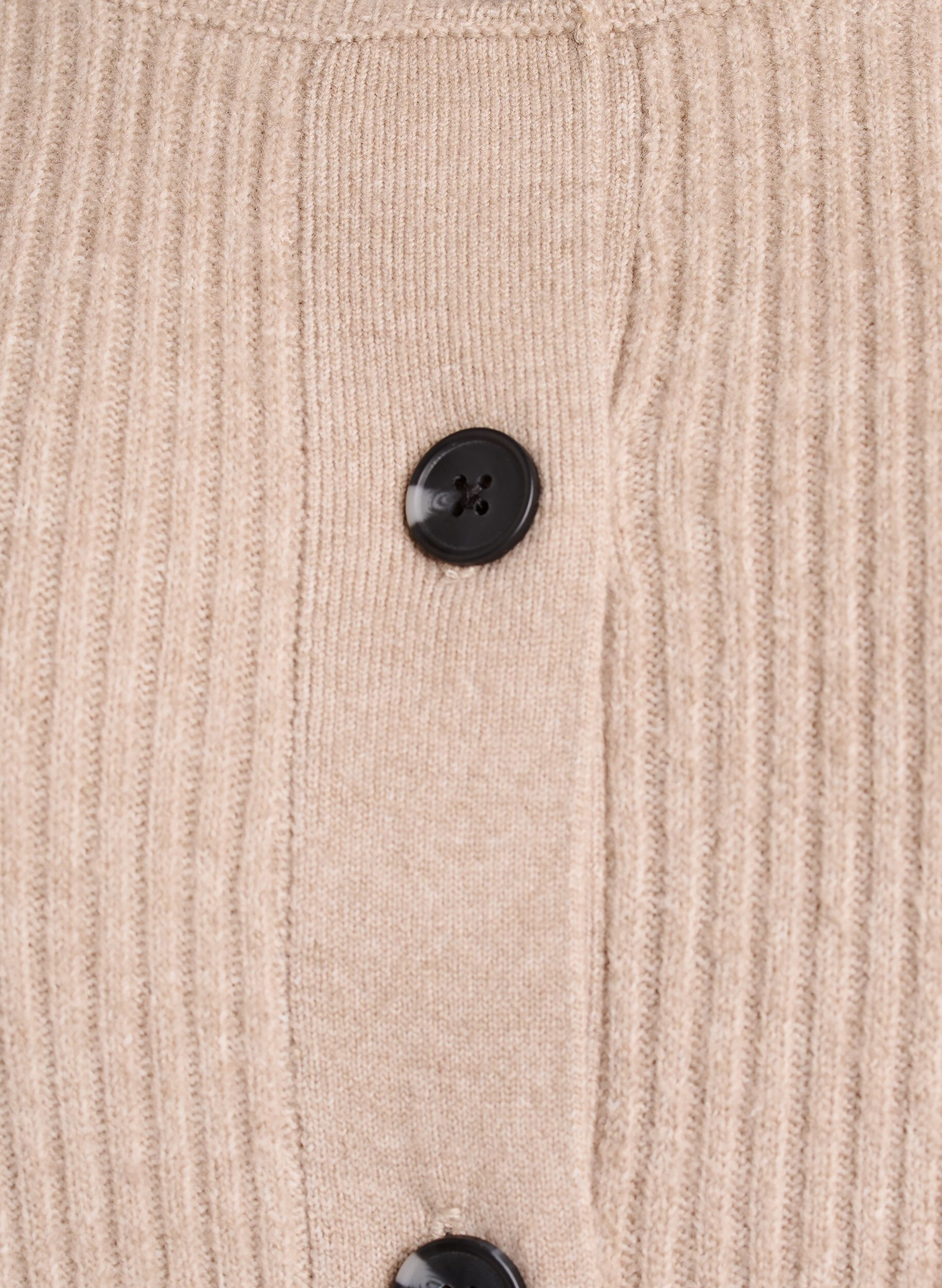 ZizziRibbineuloksesta valmistettu neuletakki napeilla, Beige, Packshot image number 2