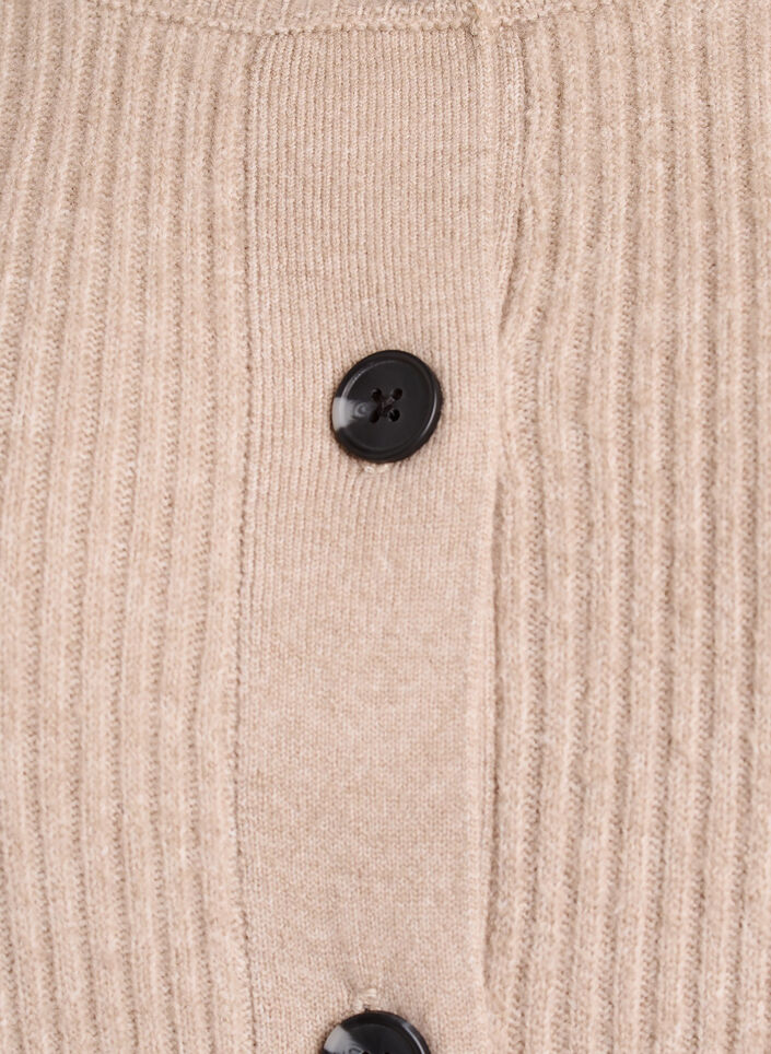 Ribbineuloksesta valmistettu neuletakki napeilla, Beige, Packshot image number 2