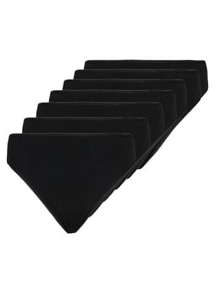 7-pack puuvillaiset stringit, Black, Packshot image number 0