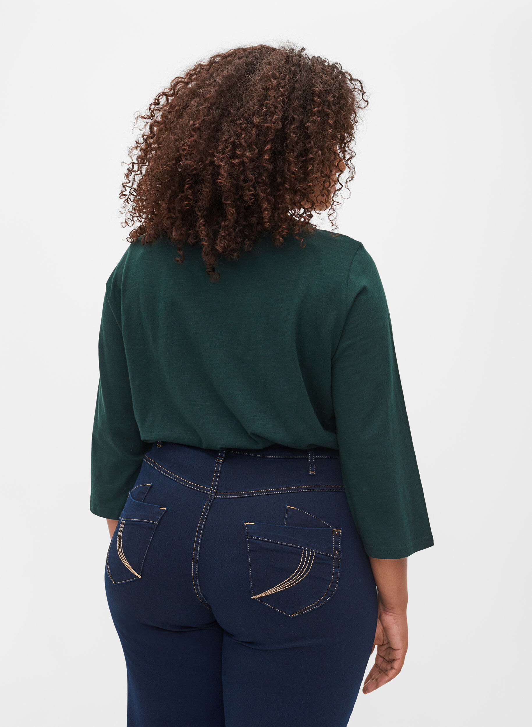 Zizzi Puuvillapusero 3/4-hihoilla, Scarab, Model image number 1