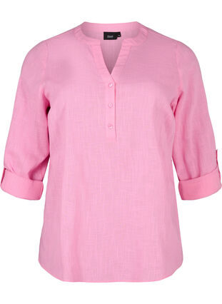 Puuvillainen paitapusero V-kaula-aukolla, Rosebloom, Packshot image number 0